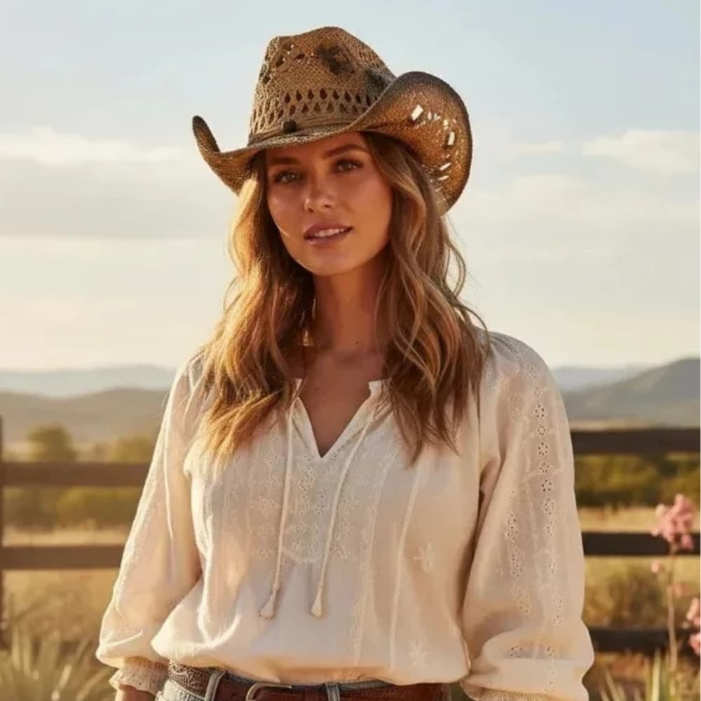 Chapéu cowboy gypsy palha durinha aba modelável praia rodeio sertanejo Virginia