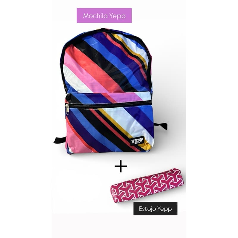 kit Mochila + Estojo, Escolar Fundamental Médio Faculdade Colegial Bolso Frontal Estampada Listrada Menina Menino