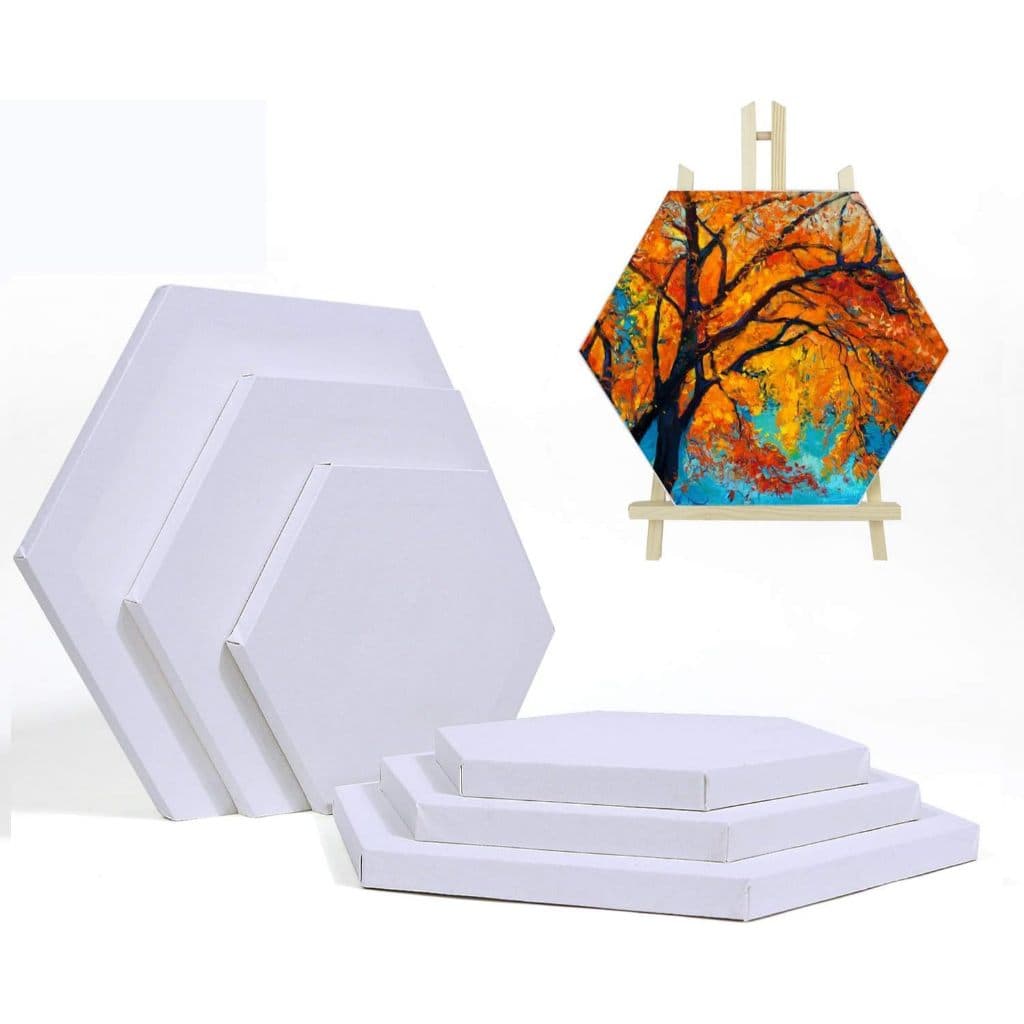 Painel de tela para pintura, painéis hexagonais , conjunto de 3 telas em branco  em algodão 100%