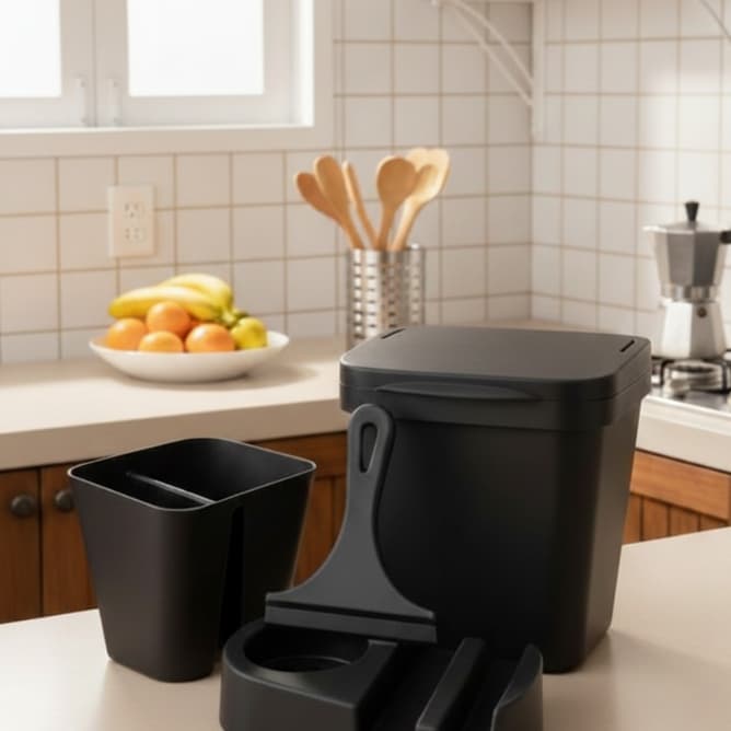 Kit Organizador de Pia Cozinha Plasmarc - Lixeira 4,8L Porta Detergente, Rodinho e Seca Talher
