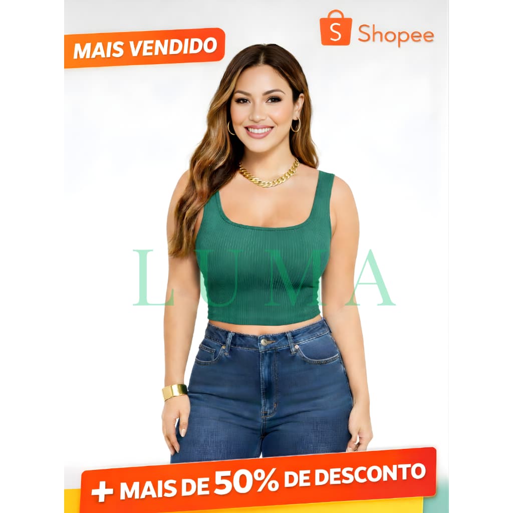 Cropped Premium Canelado blusa básica Zero transparência,estilosa Ribana, Verão Tendência 2026