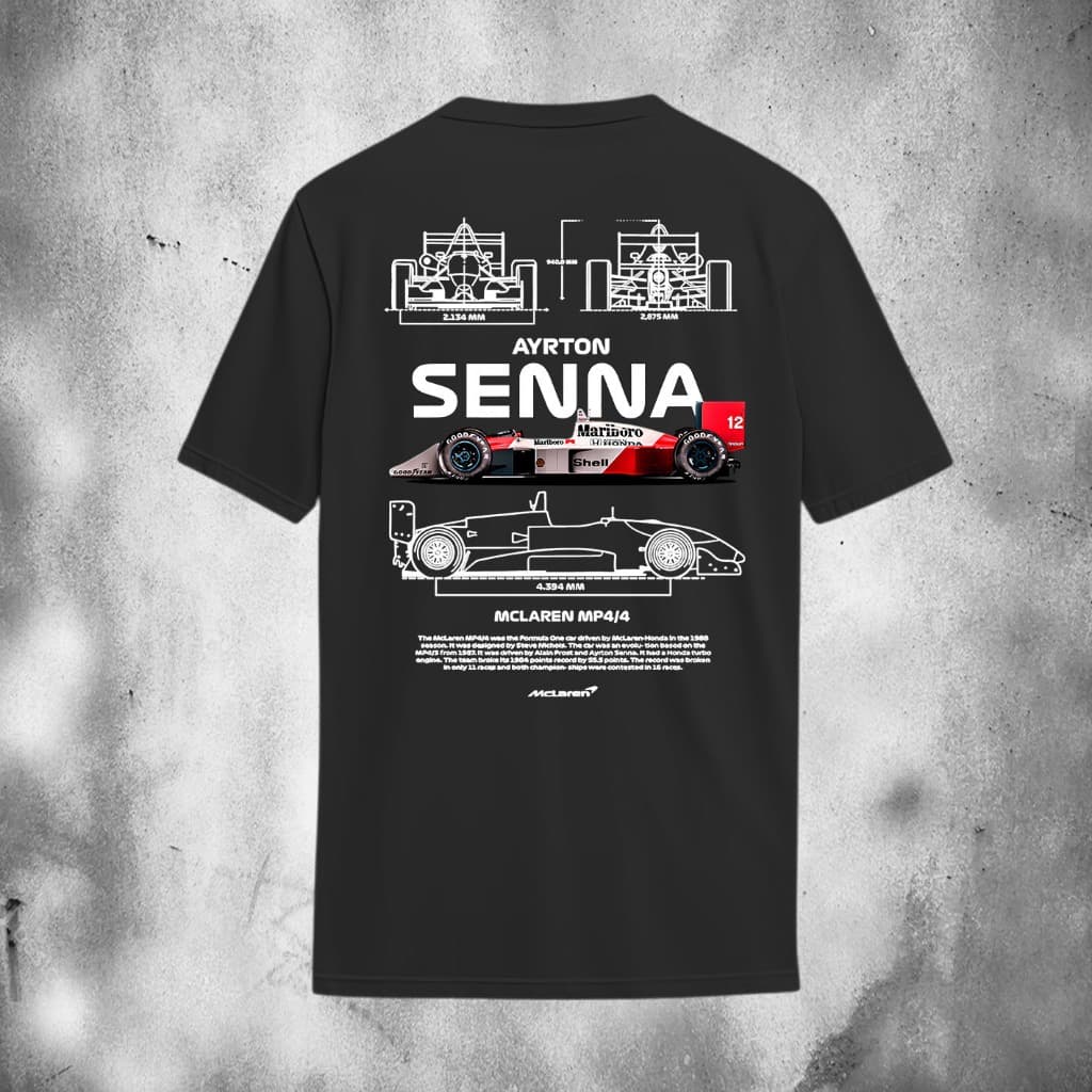 Camiseta Algodão Senna McLaren MP4/4 Carros Legend - Masculina Unissex