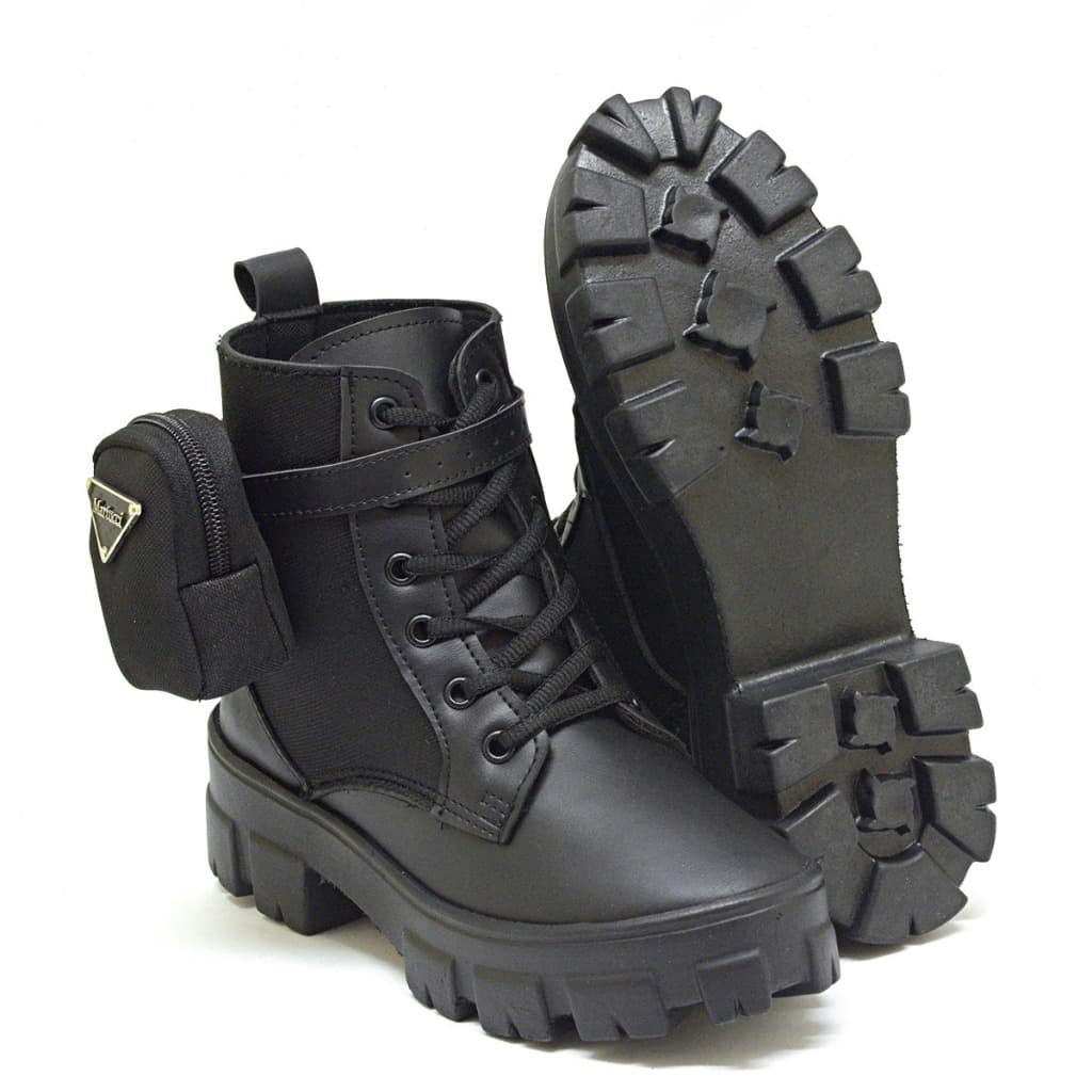 Bota Coturno Feminina de Grife com Bolsinha lançamento Blogueirinha
