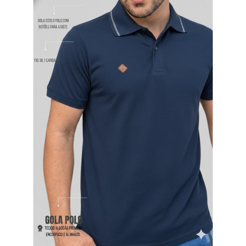 Camisa Gola Polo Básica Masculina Algodão Classica Elegante