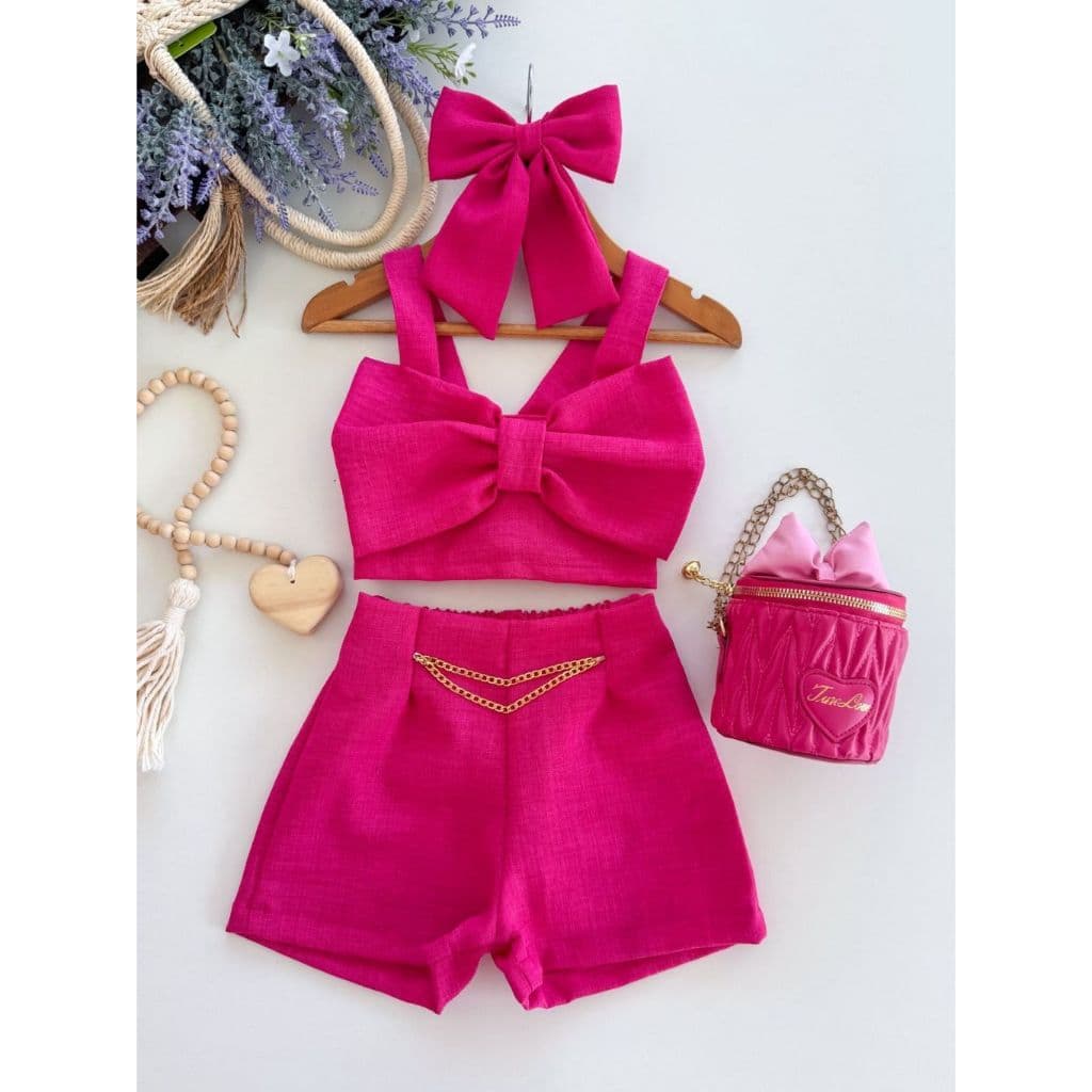 Conjunto de linho premium infantil Moda infantil clássica e sofisticada Moda Blogueirinha
