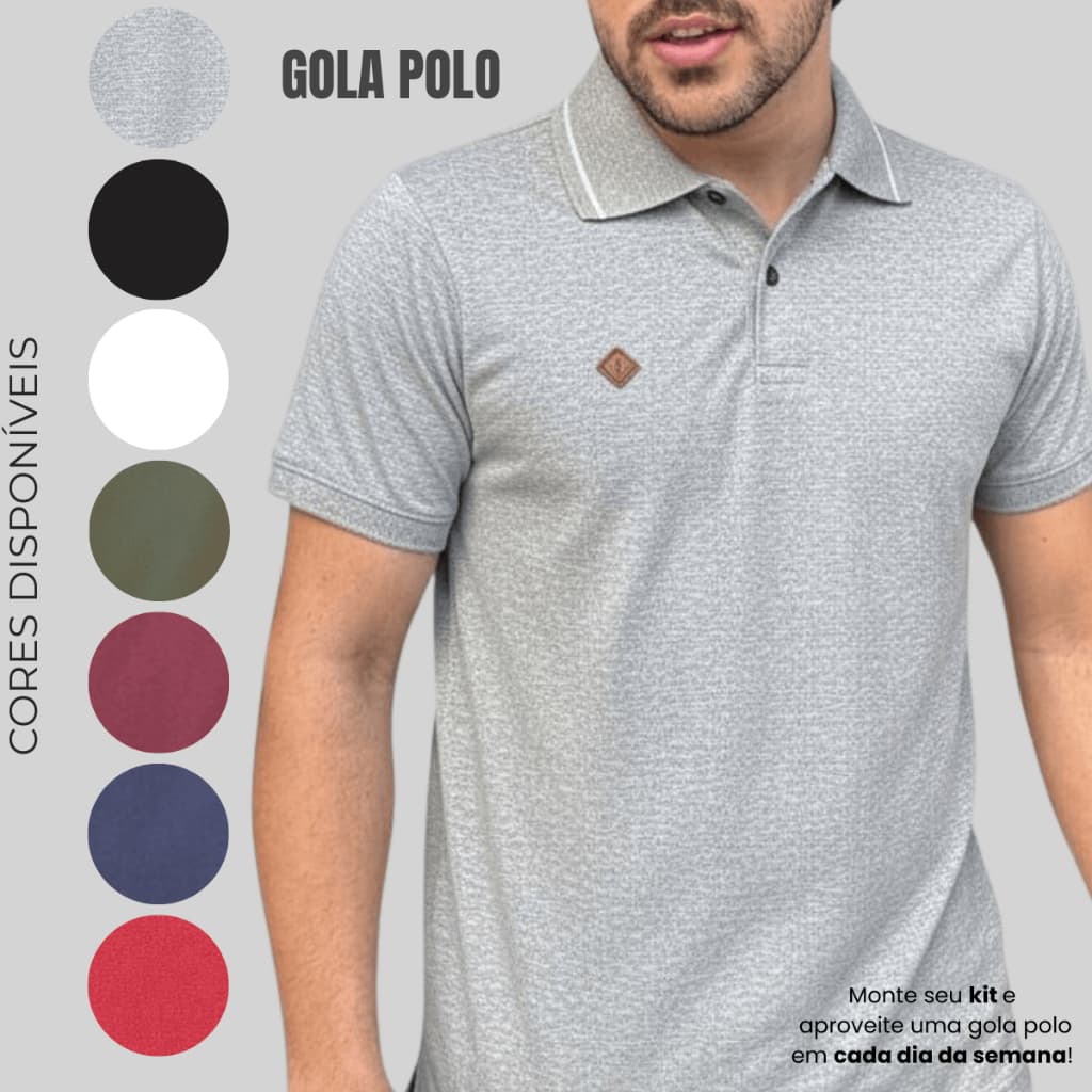 Gola Polo Camisa Masculina Básica  Algodão Classica