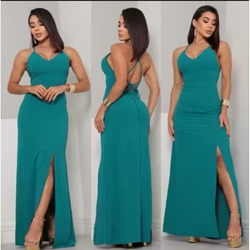 Vestido Longo com Fenda DIVERSAS CORES