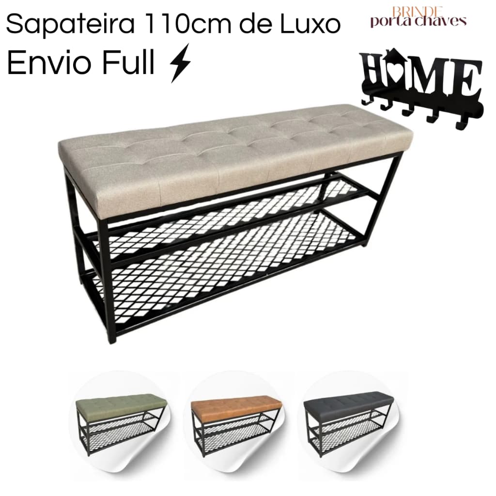 Sapateira Banco Banquinho C/ Tela + Brinde 110cm 12 Pares