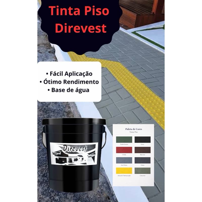 Tinta Piso Direvest galão 3,6L ou 18L base água (grafite) cores