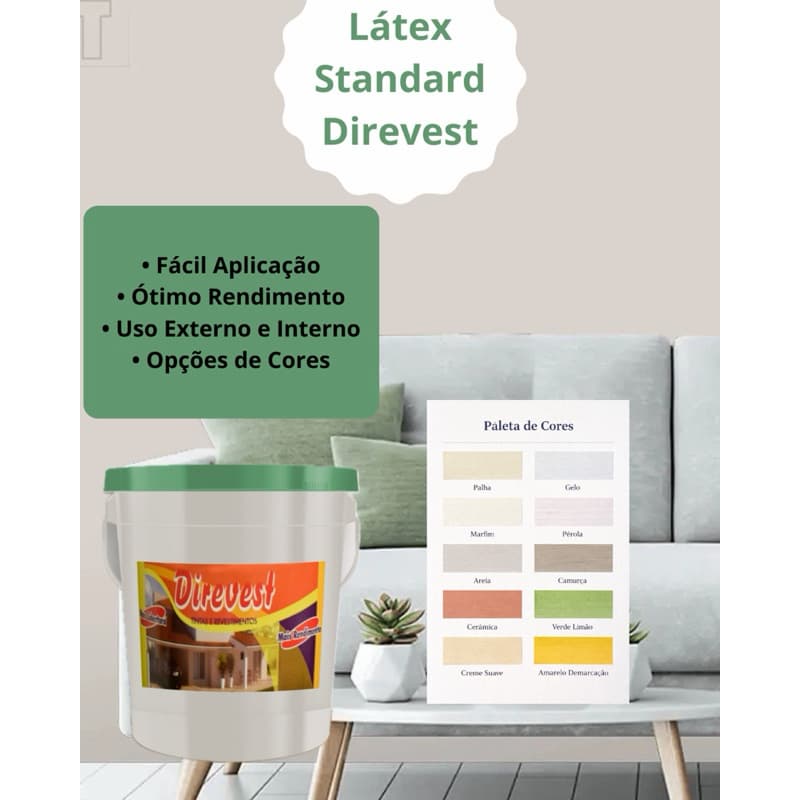 Tinta Látex Standard Direvest Interno e Externo galão 3,6L cores