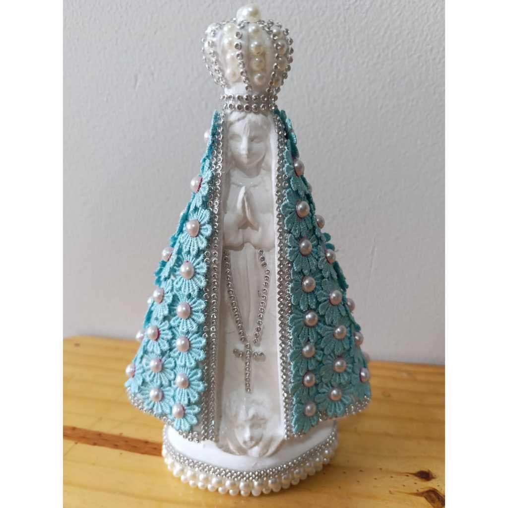 Imagem Nossa Senhora Aparecida 24cm Gesso Decorada à Mão | Artigo Religioso Católico