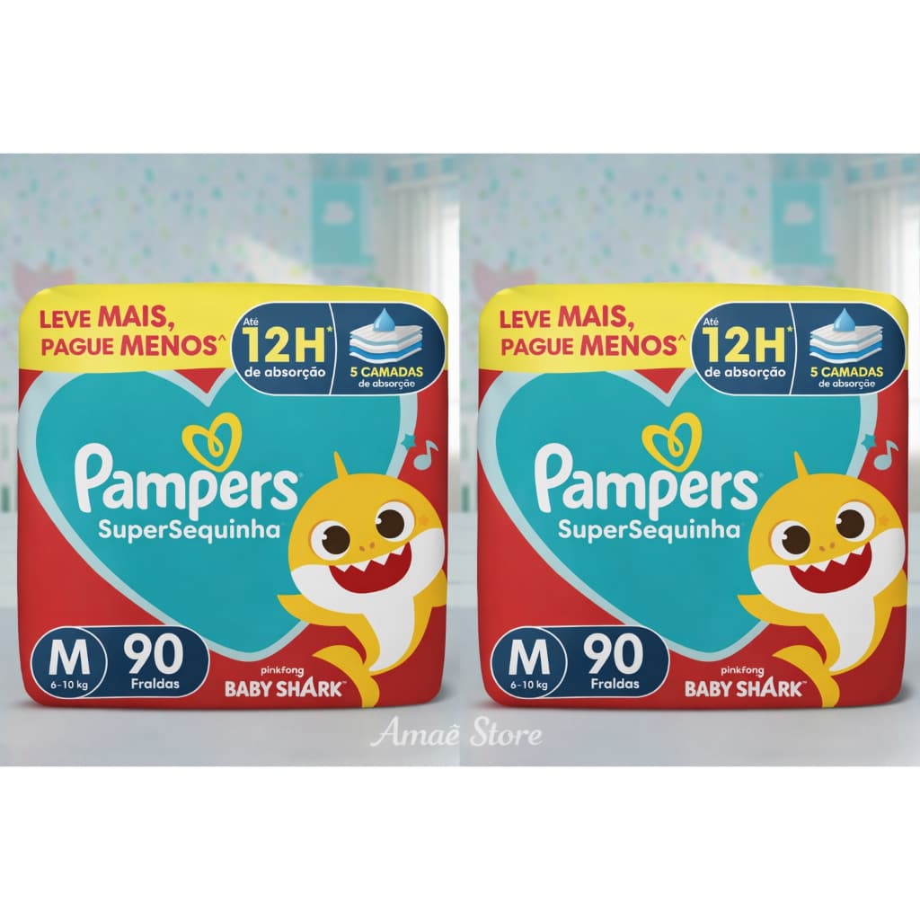 Fralda Pampers M 90 unds - KIT C/2
