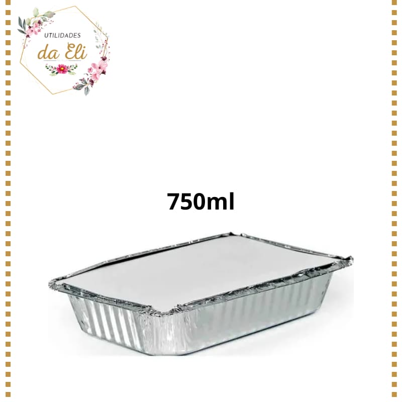 Bandeja de Aluminio Micro-ondas / Freezer Descartável Marmitinha 750ml - Com Tampa
