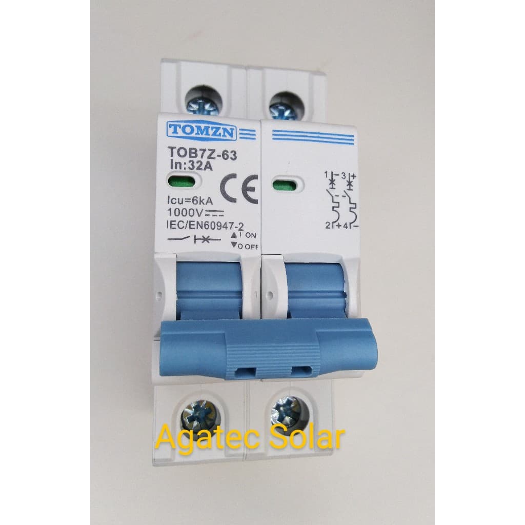 Disjuntor 1000v Corrente Contínua 2 Polos Tomzn Energia Solar