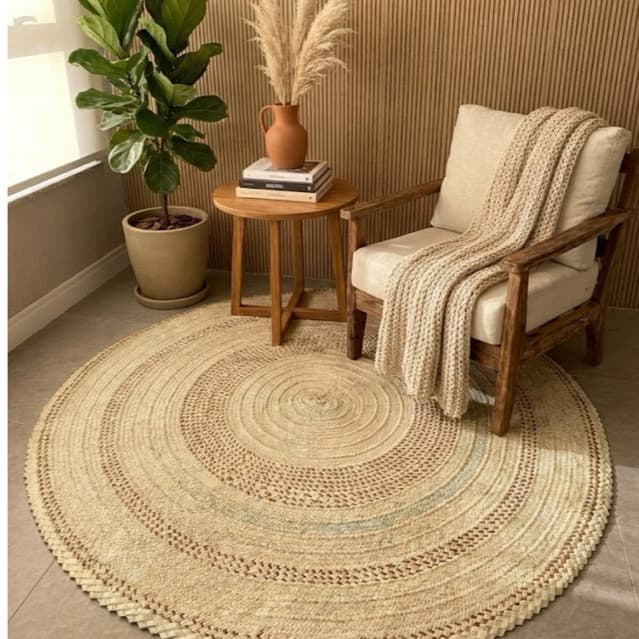 Tapete Três Ondas em Palha Natural 1.50mt Artesanato para Decoração Elegante