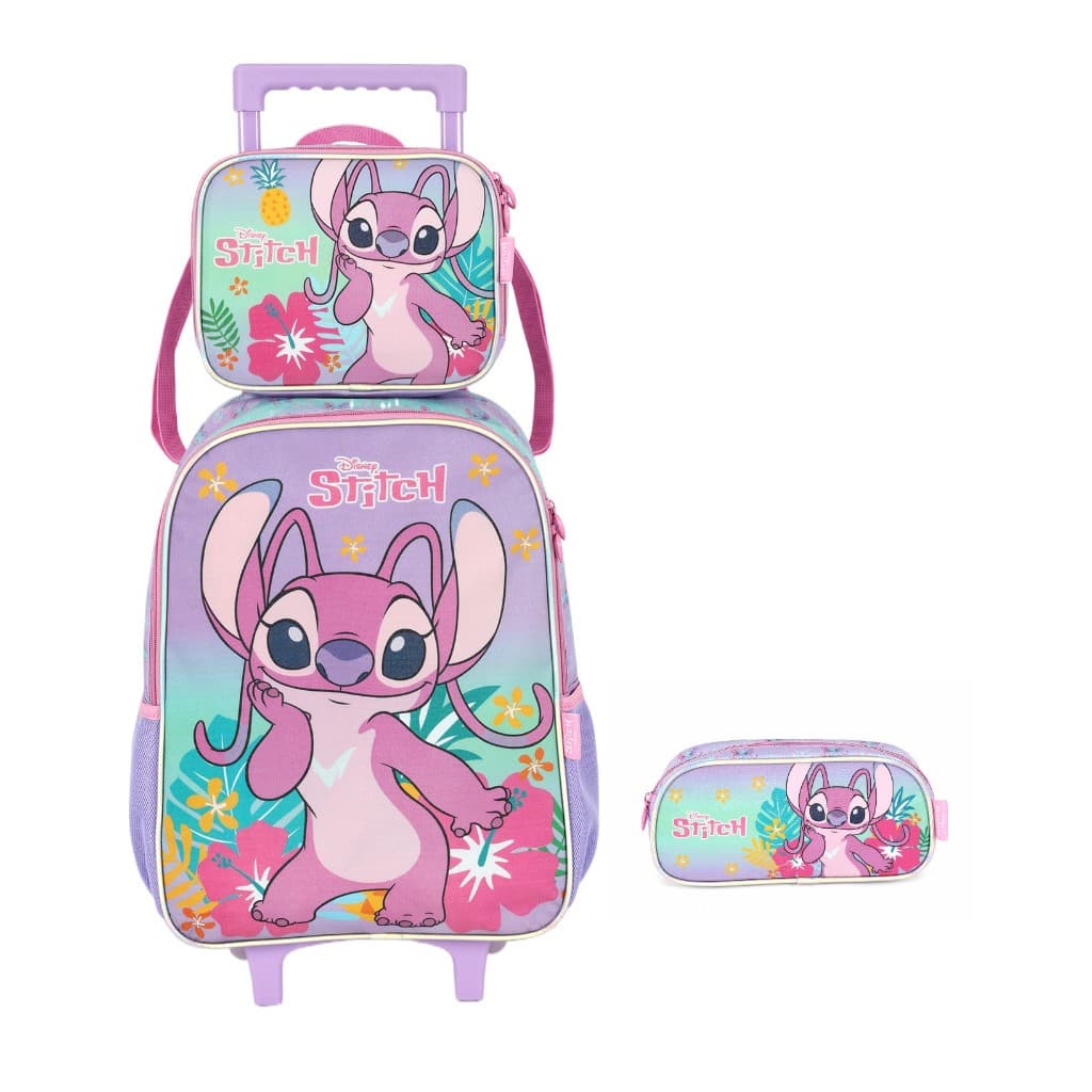 Kit Mochila Carrinho Stitch 5093 Original Escolar Infantil