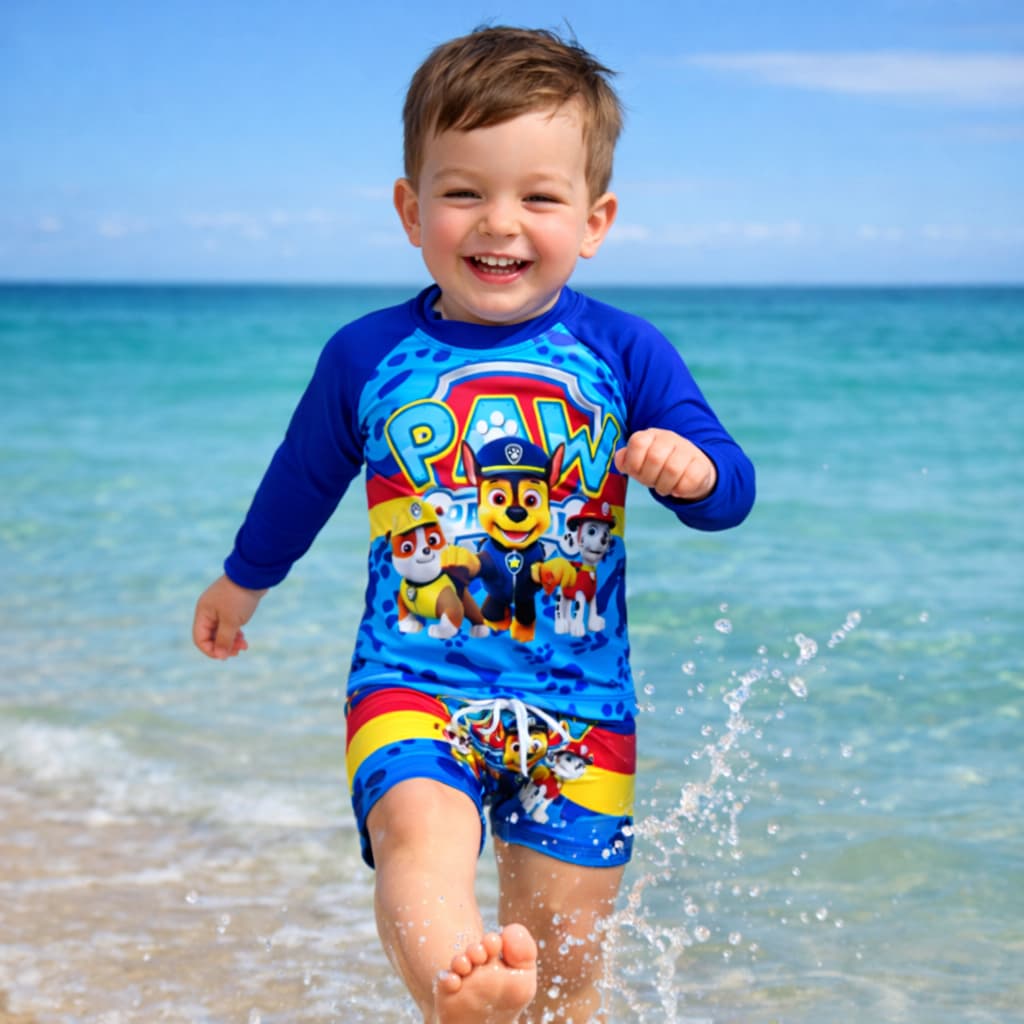 Conjunto Surfista Infantil Menino Camisa UV e Sunga Colorido Roupa de Banho Criança