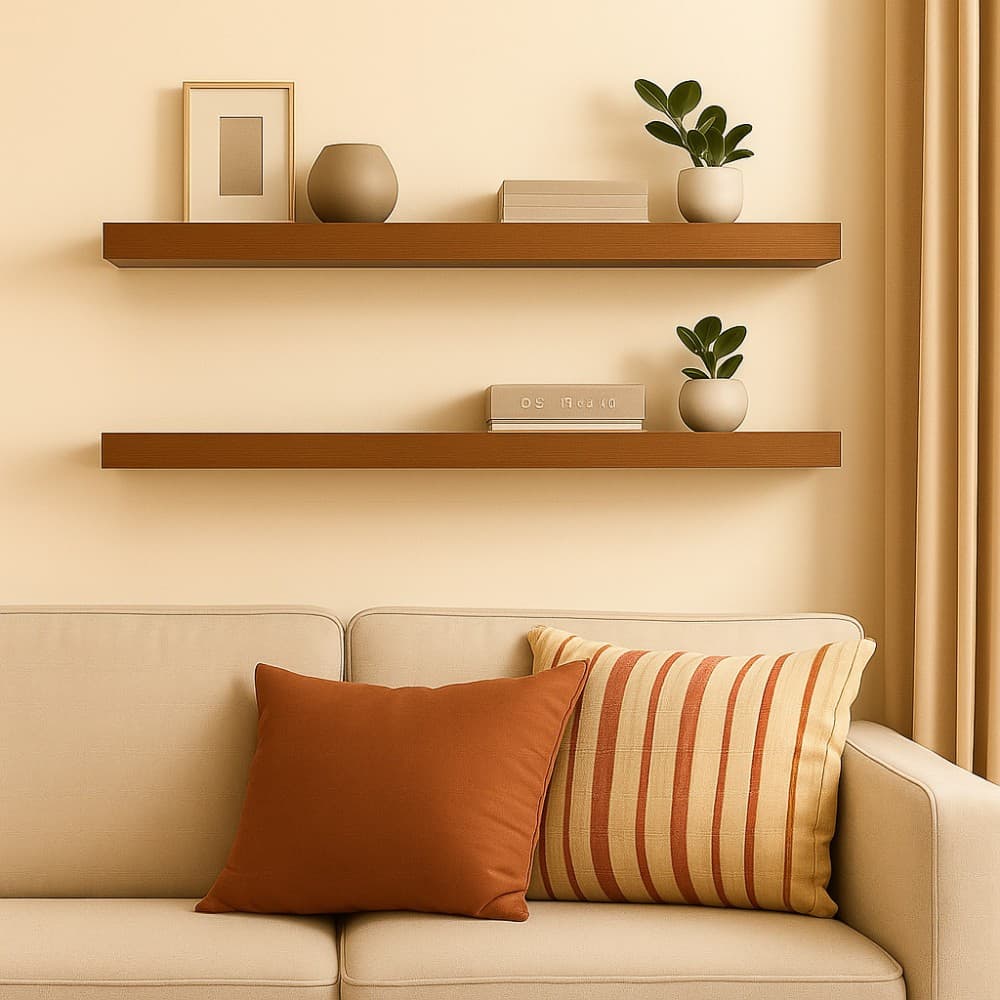 Prateleiras Mdf 120x20 Perfil Grosso 25mm Freijó com Suporte para Fixação