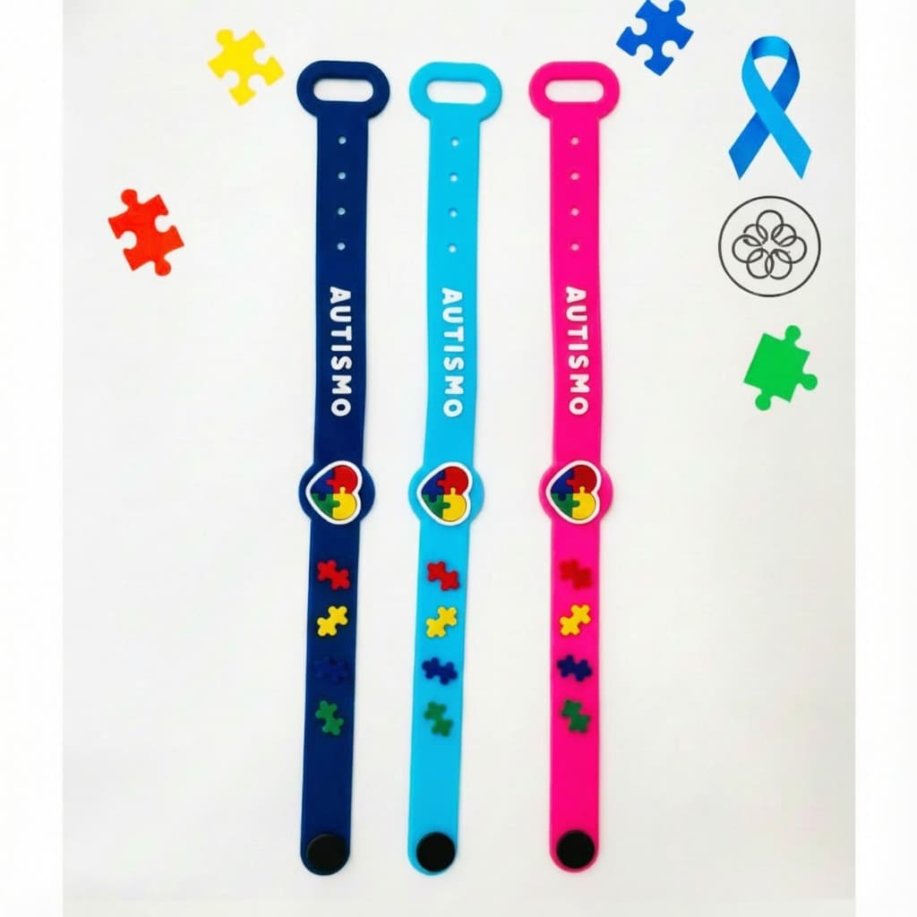 Pulseira Autismo Identificação Ajustável Emborrachada Infantil