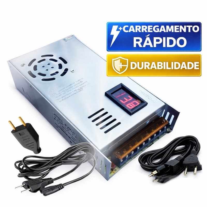 Fonte Automotiva Chaveada 13,8 -15V 150 Amperes.Extensao Cabo 110v / 220v Com Voltimetro Vermelho 120A 600W 12V 13.8V +