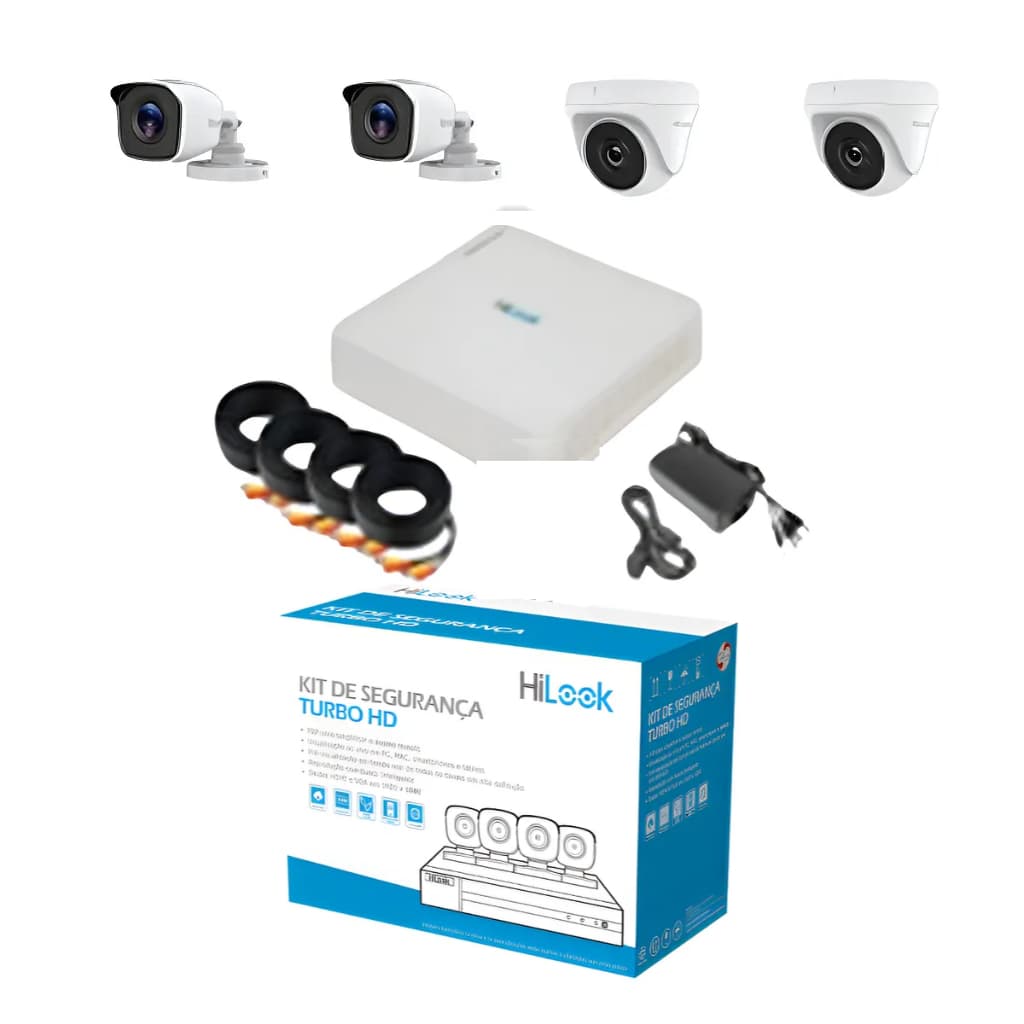Kit Cftv Completo -dvr+camera+ Sem Hd E Cabos - Tk-4142bh-mp Branco
