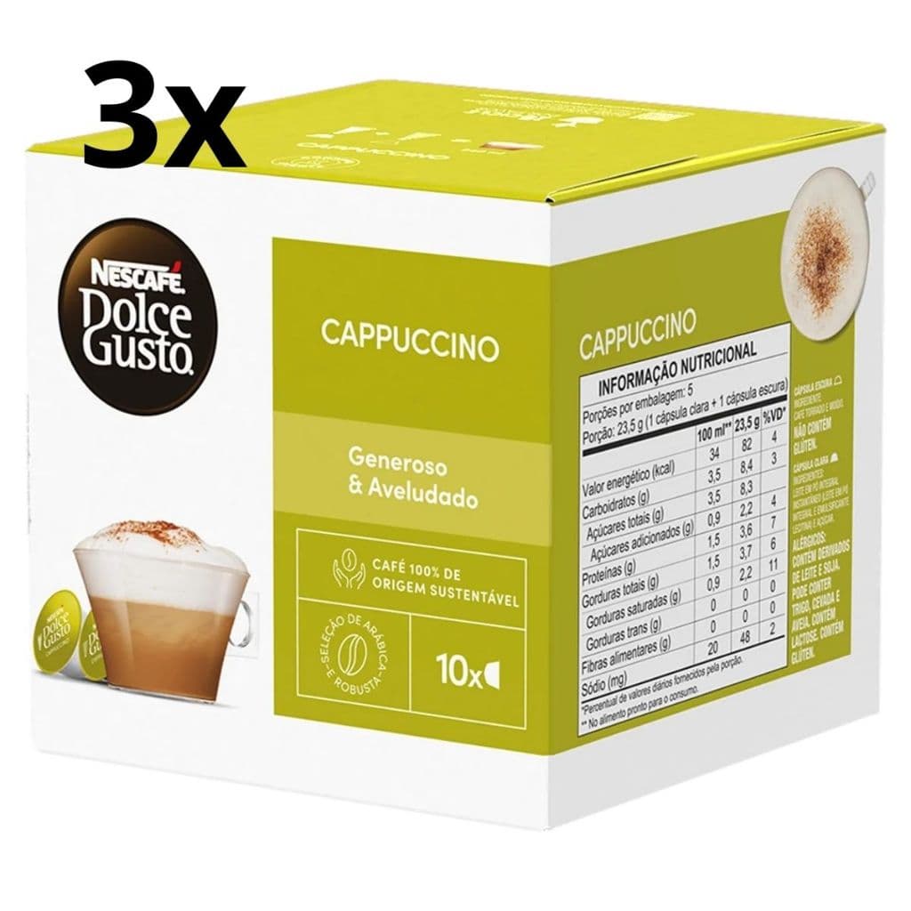 Kit 30 cápsulas Nescafé Dolce Gusto Cappuccino (3 caixas)