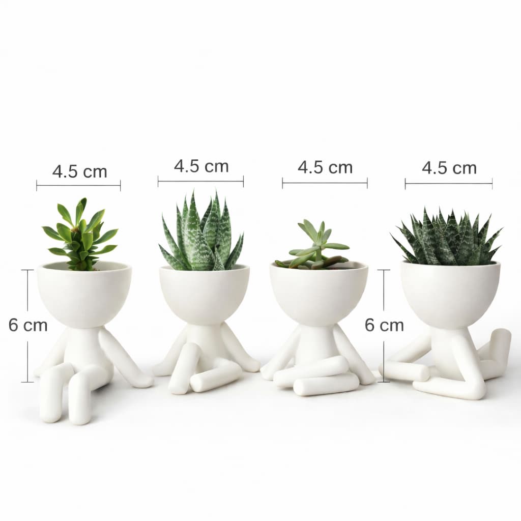 Vasos para Suculentas Kit 4 | Mini Vasos Decorativos | Vasos para Plantas