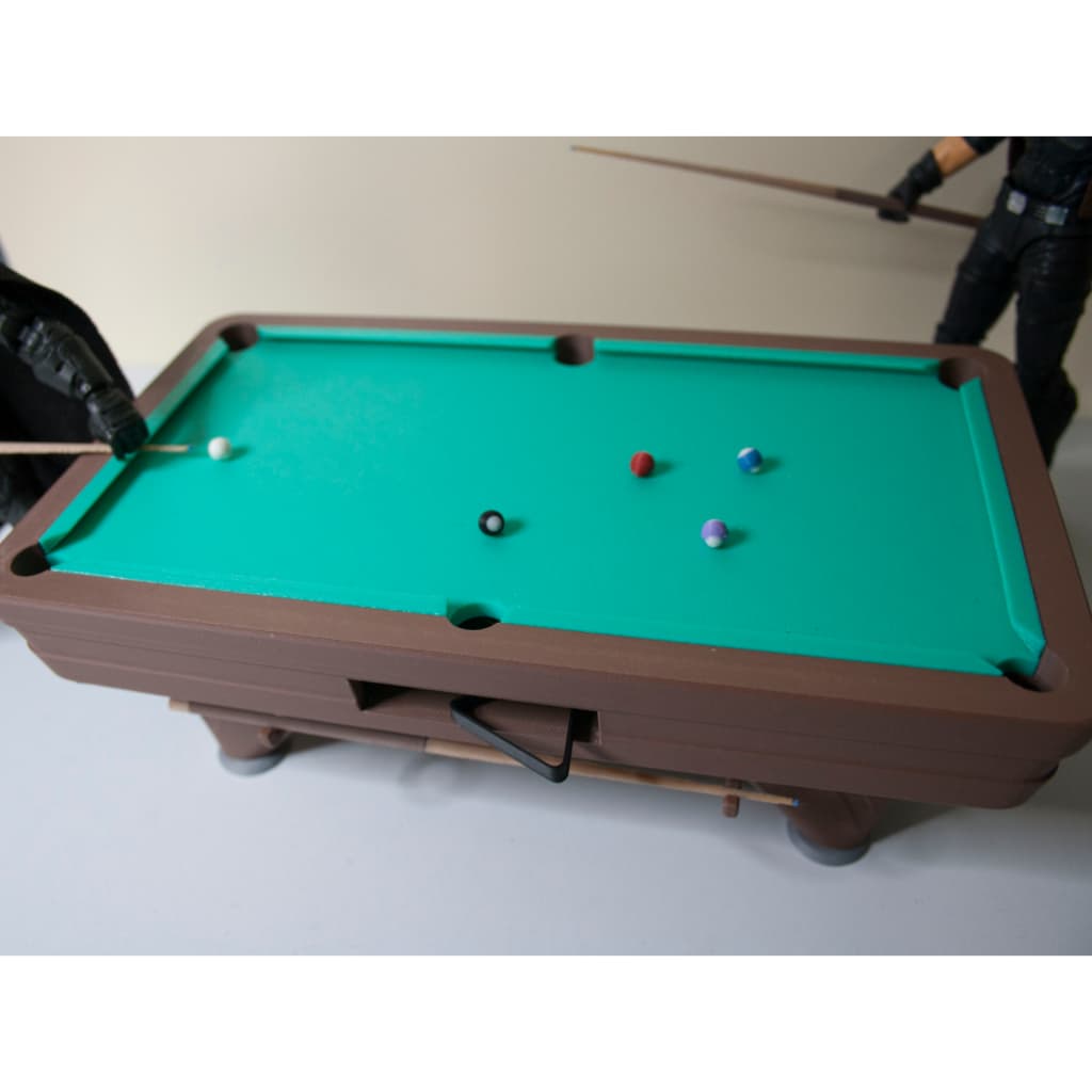 Muggora Miniatura de Bilhar em escala 1:10 Mesa de Sinuca Funcional Diorama 23CM Comprimento 13CM Largura
