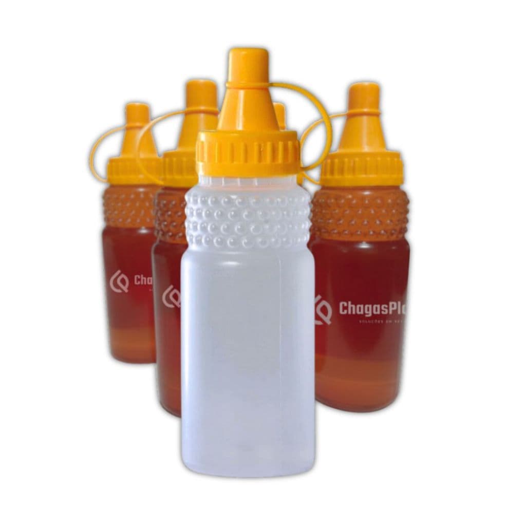 Garrafa Para Mel 280g (200ml) – 100 Unidades de Bisnaga c/ Tampa Dosadora – Virgem Atoxico – Atacado