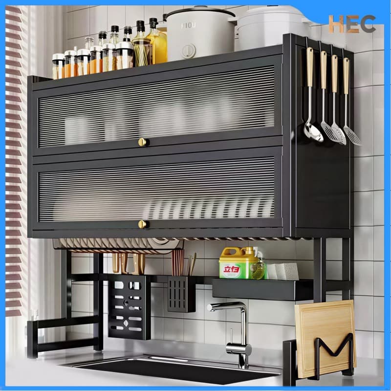 85cm Escorredor De Louça Suspenso Kitchen Rack Aço Inoxidável Organizador Louça Qualidade Pra Cozinha Com 4 presentes
