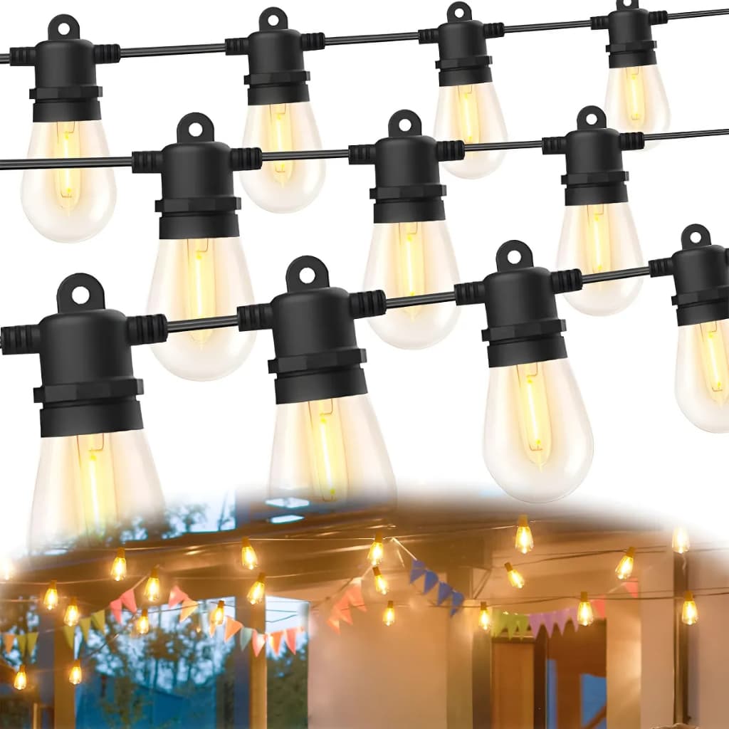 30m Varal De Luzes Cordão Lâmpada Inclusas Ip65 S14 110v E27