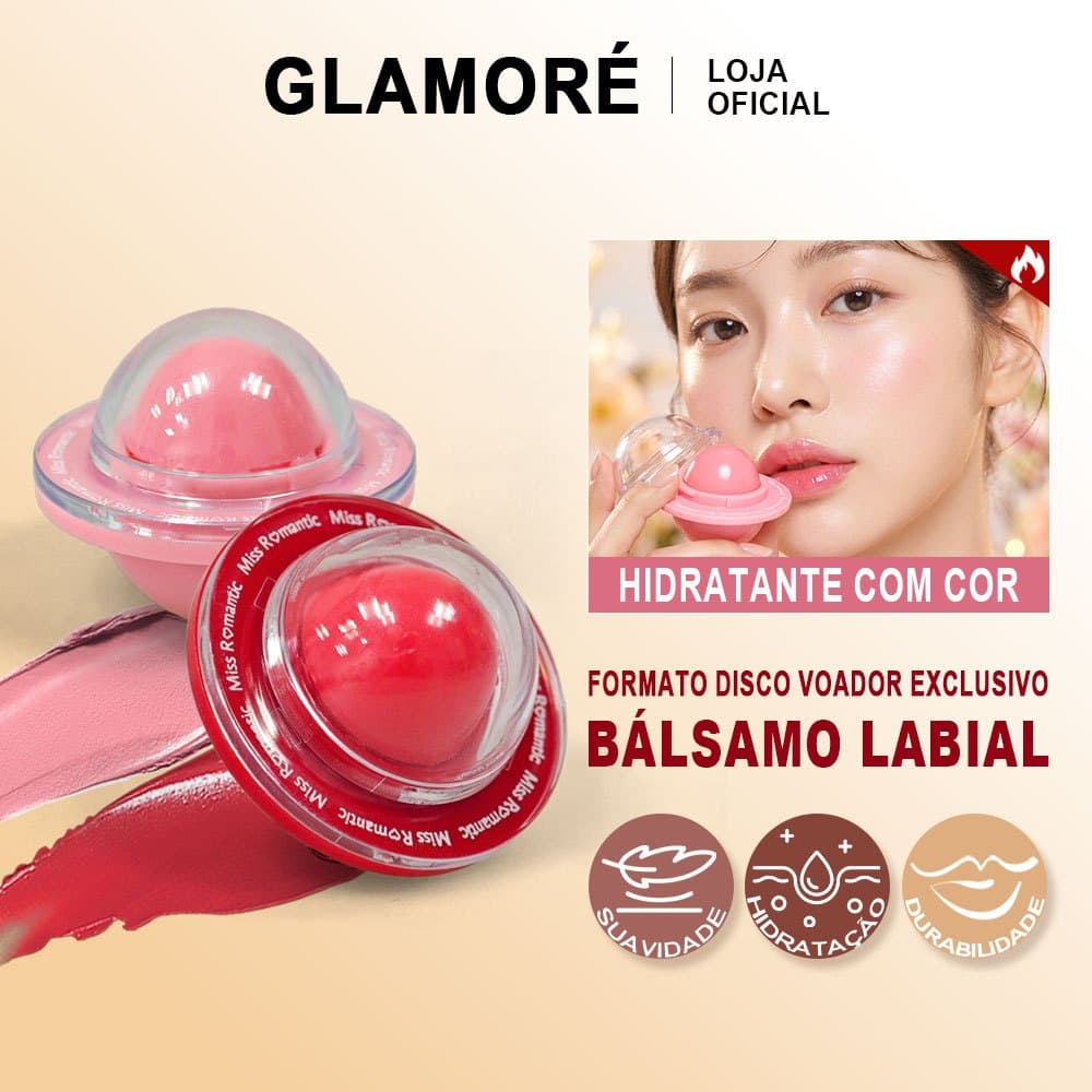 Lip Balm com Cor Miss Romantic | Efeito Gloss Natural | Lábios Hidratados