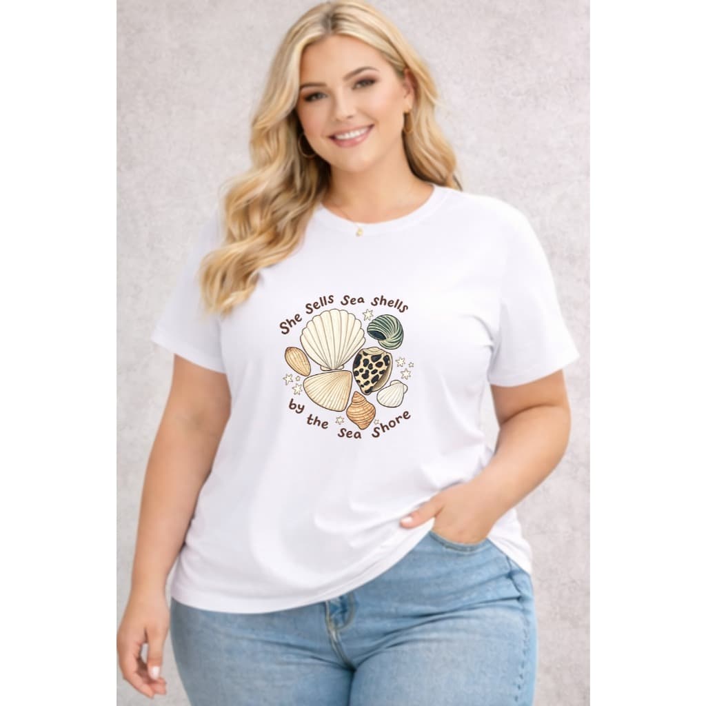 Blusa Feminina Plus Size Gola Redonda Manga Curta 100% Algodão