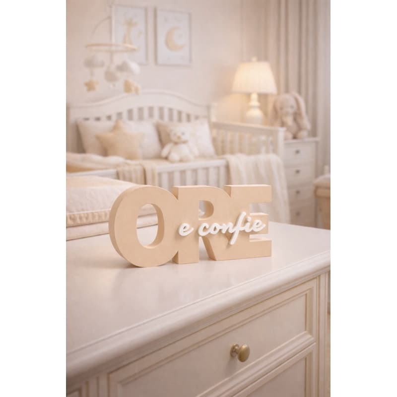 Letreiro “Ore e Confie” Decorativo | Frase Cristã | Decoração Religiosa para Casa e Quarto