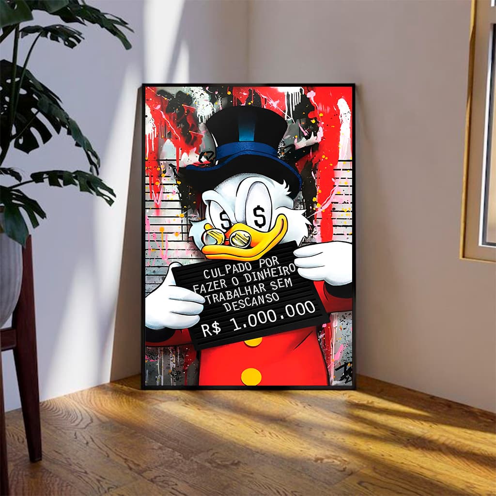 Quadro Decorativo Tio Patinhas Culpado Money Desenho Dinheiro Sala Quarto