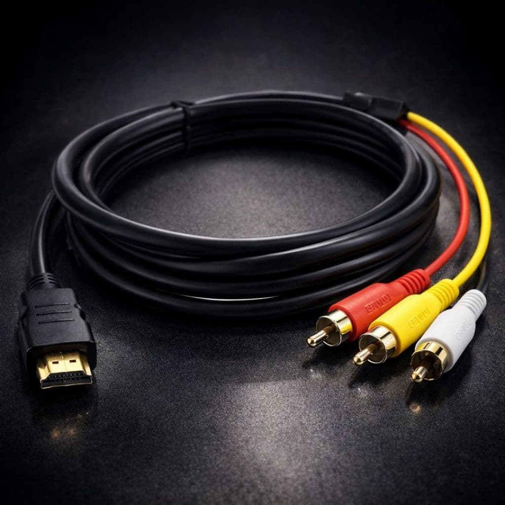 Cabo Adaptador HDMI X RCA Com saida AV 1m TV DVD HOME GAME Resistente e de qualidade