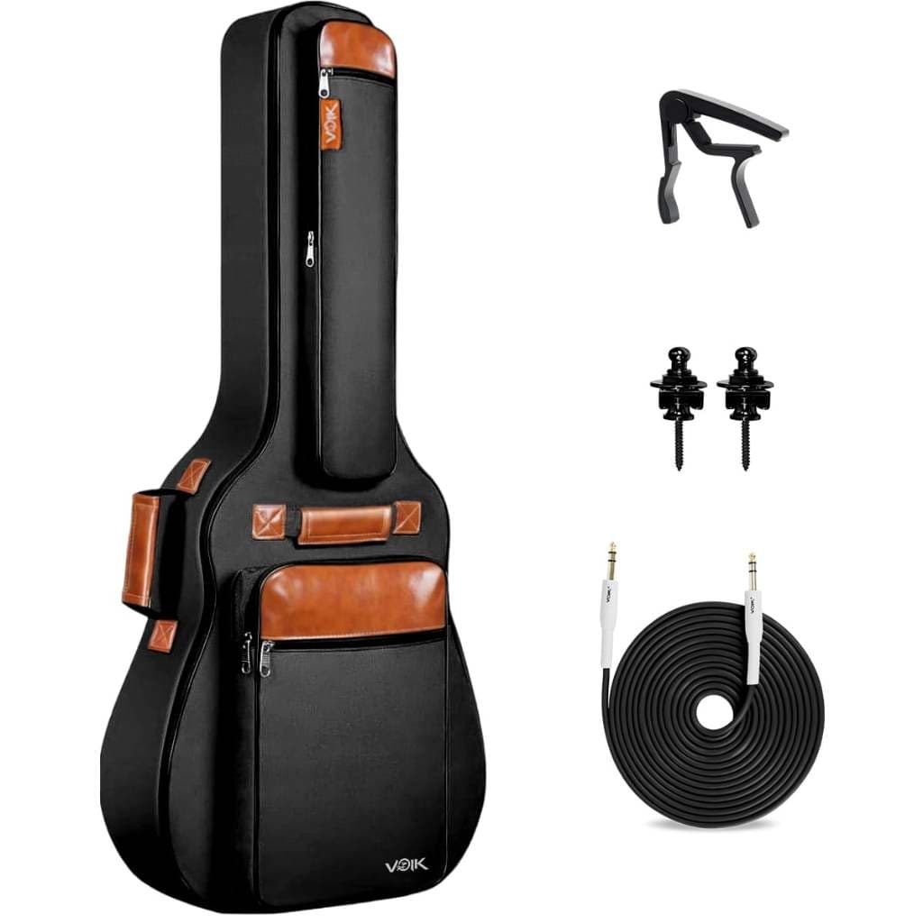 Kit Capa Bag Para Violão Folk Voik BV-4130P + Capotraste + Cabo
