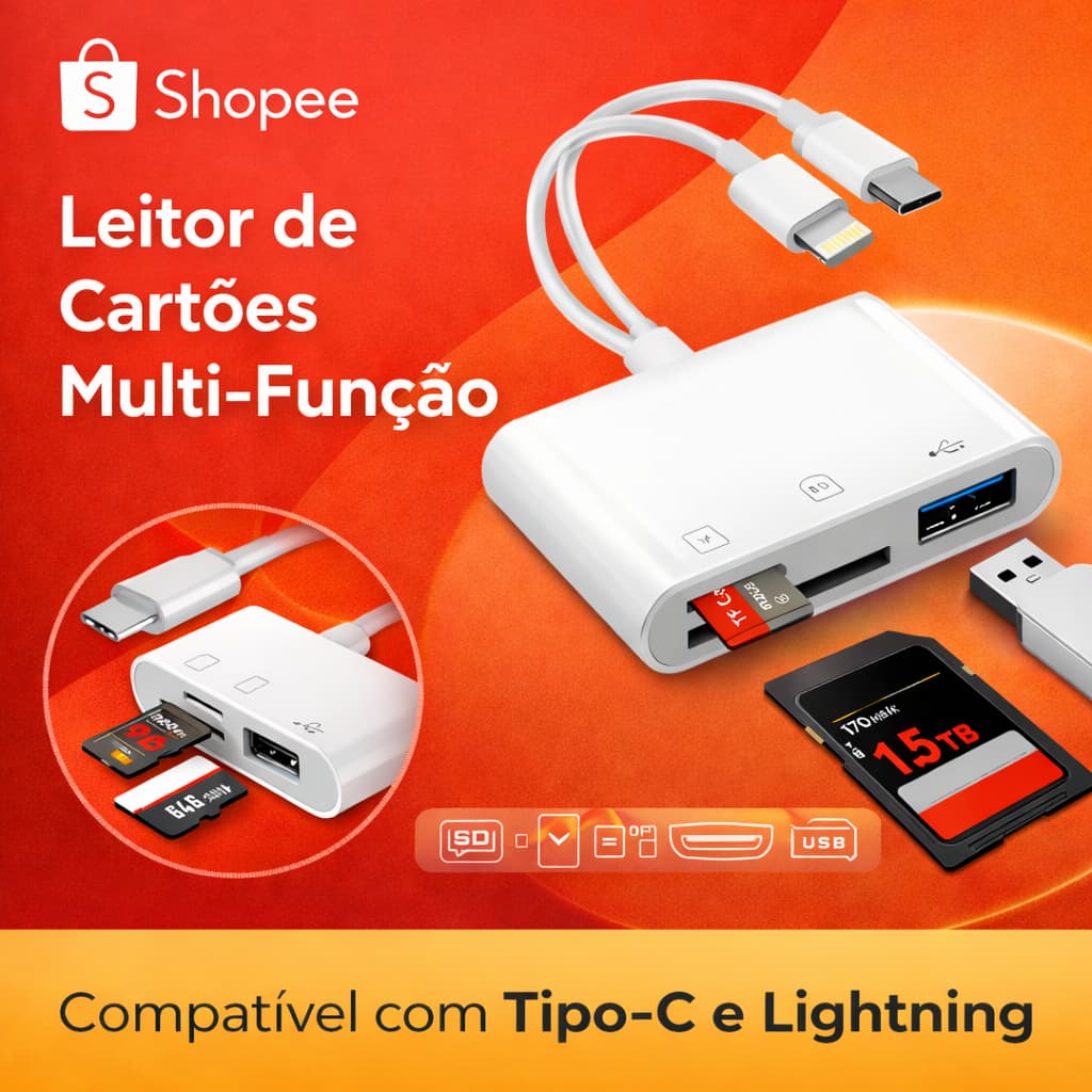 adaptador hub otg usb cartão de memoria e usb modelo v8 e tipo c