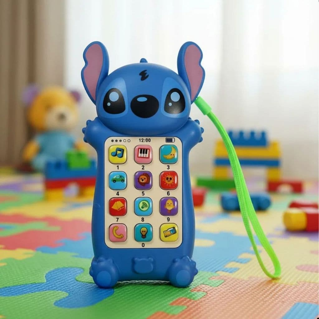 Stitch Celular Brinquedo Infantil Educativo Para Criança Interativo Musical Ingles Luz Menino Menina