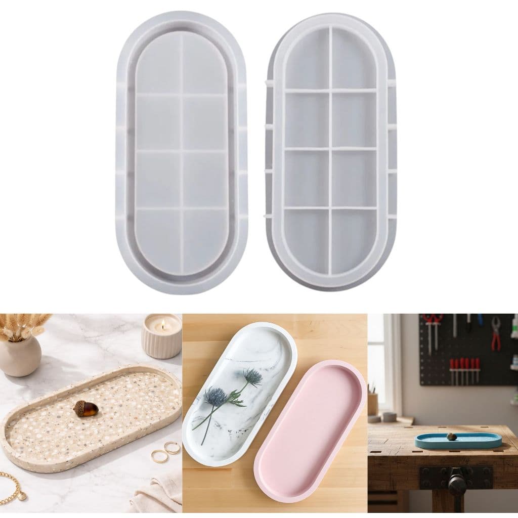 Molde De Silicone Bandeja forma Oval Grande Gesso Cimento Resinas Artesanato Decoração