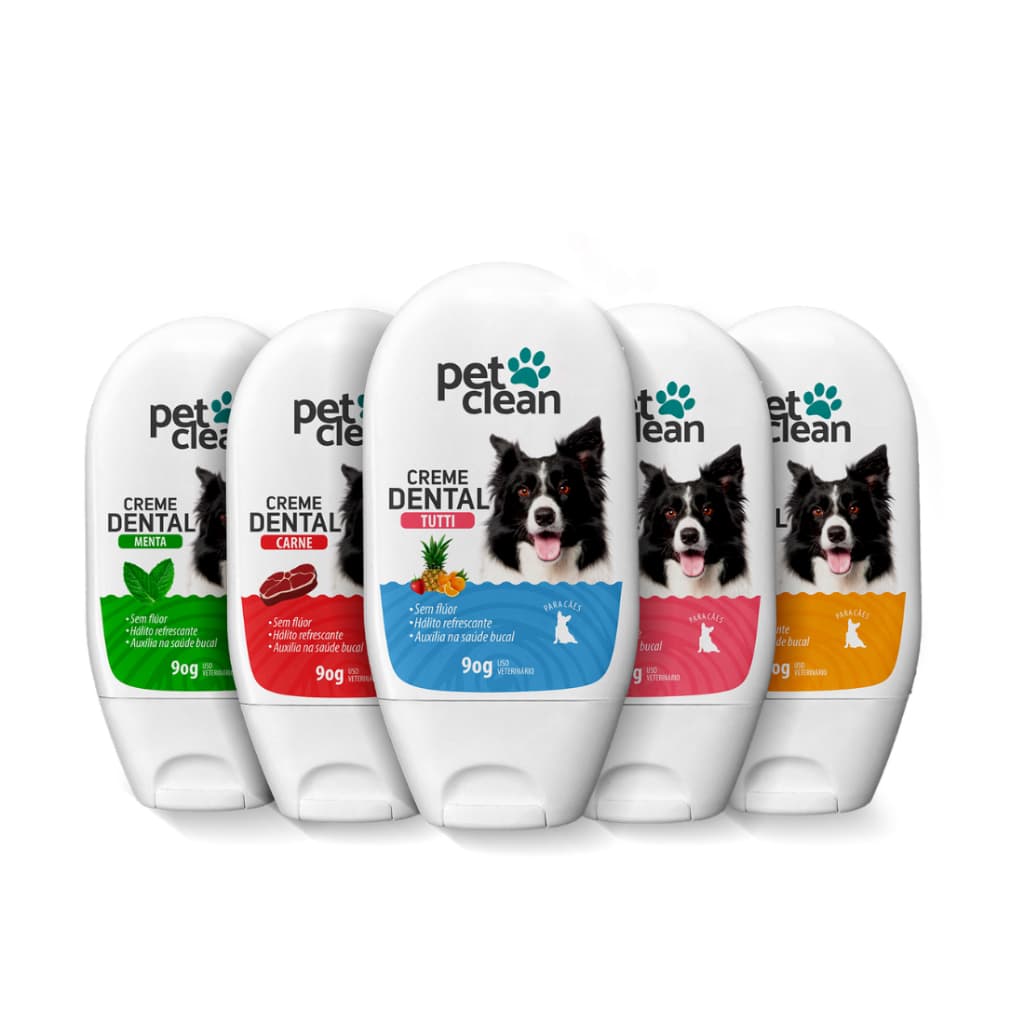 Creme Dental Pet Clean 90g Pasta de Dente Combate Mau Hálito e Previne Tártaro de Cachorros e Gatos