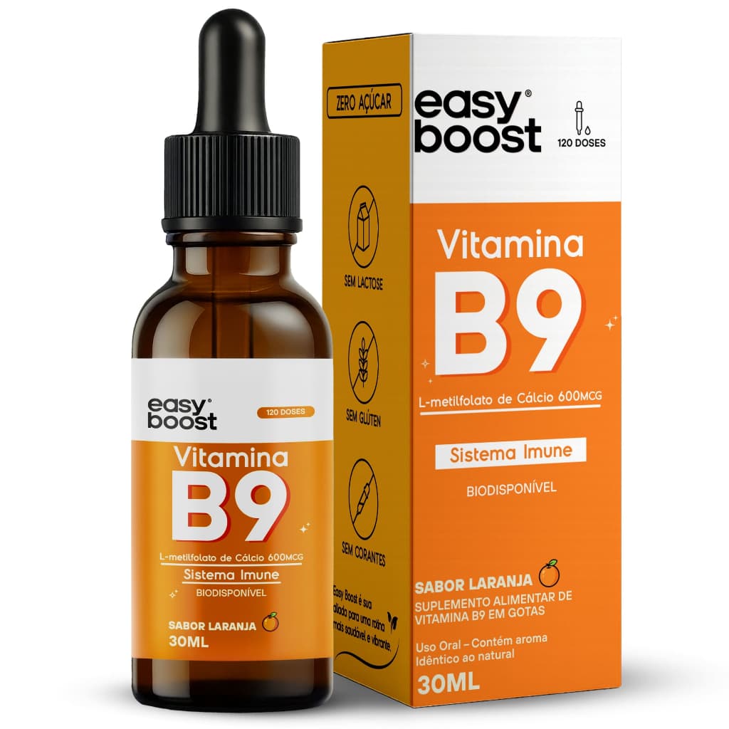 L-Metilfolato de Cálcio Easy Boost 30ml Ácido Fólico Ativo B9 Suporte Nutricional