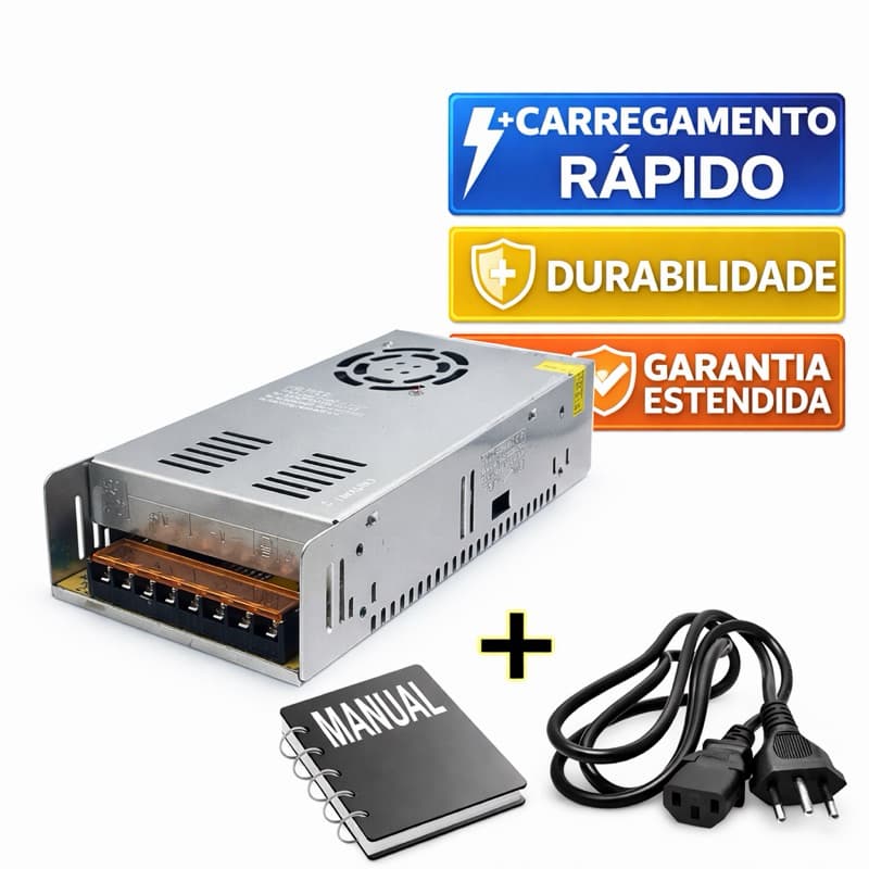 Fonte chaveada 150A  suporta 150A REAL Fonte com garantia + cabo pp e pino macho + MANUAL DE INSTALAÇÃO.
