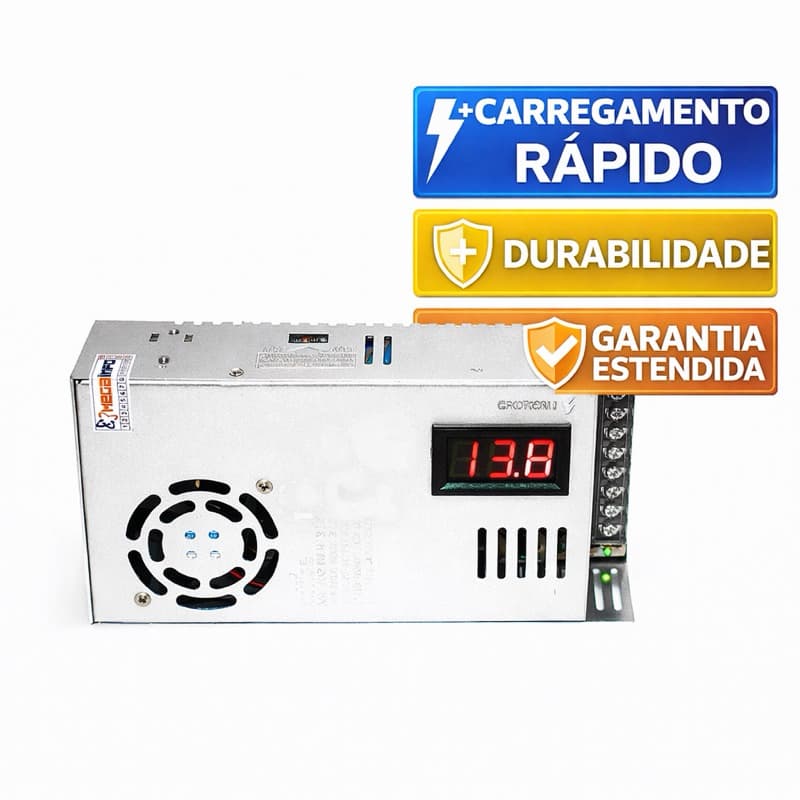 Fonte Automotiva Chaveada 13,8 -15 V 150 Amperes. Suporta 90A  Voltimetro Vermelho 50A 600W 12V 13.8V + ACOMPANHA MANUAL