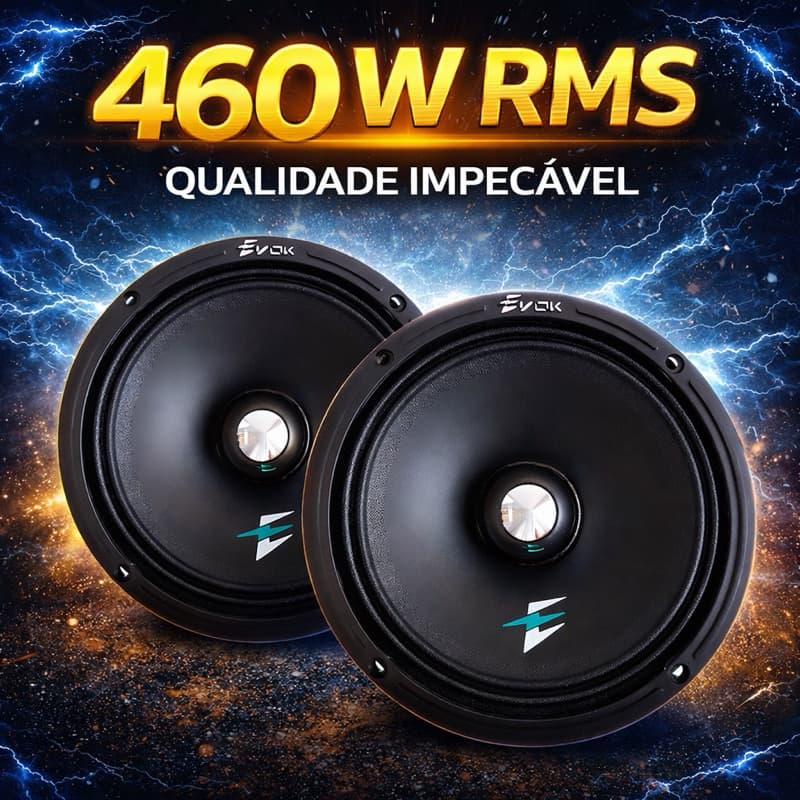 Auto falante Mid Bass Evok Audio 6 Polegadas  460 WRMS  PAR 4ohms Preto Original melhor do que zetta audio + BRINDE