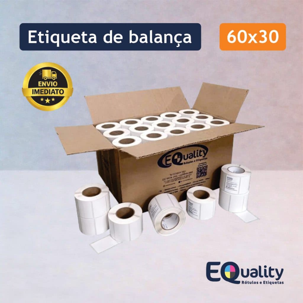 Etiqueta Térmica Adesiva 60x30 12 Rolos  l p/ Balança e Impressora