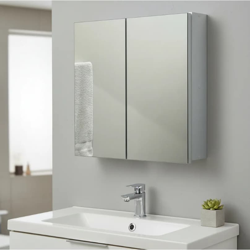 Armário 60cm Aéreo Banheiro Com Espelho - 100% MDF - MONTADO