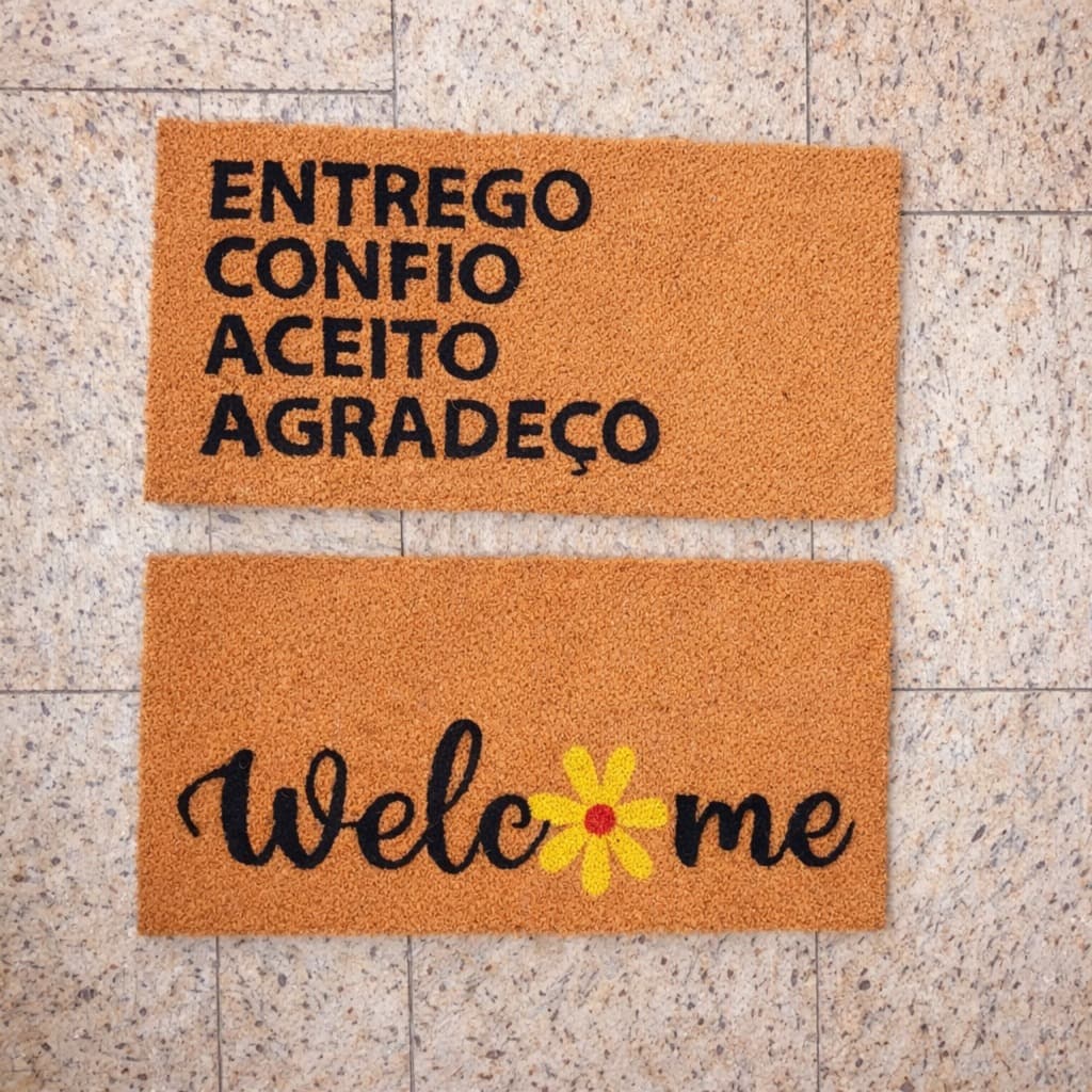 Capacho Tapete  porta de entrada Antiderrapante Casa Escritório 60x33 Linha Premium fibra de coco