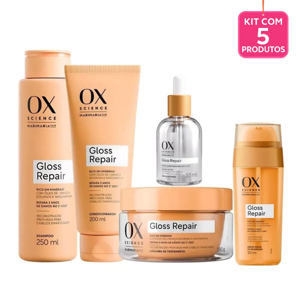 Kit Ox Science Mari Maria Gloss Repair - Completo 5 produtos