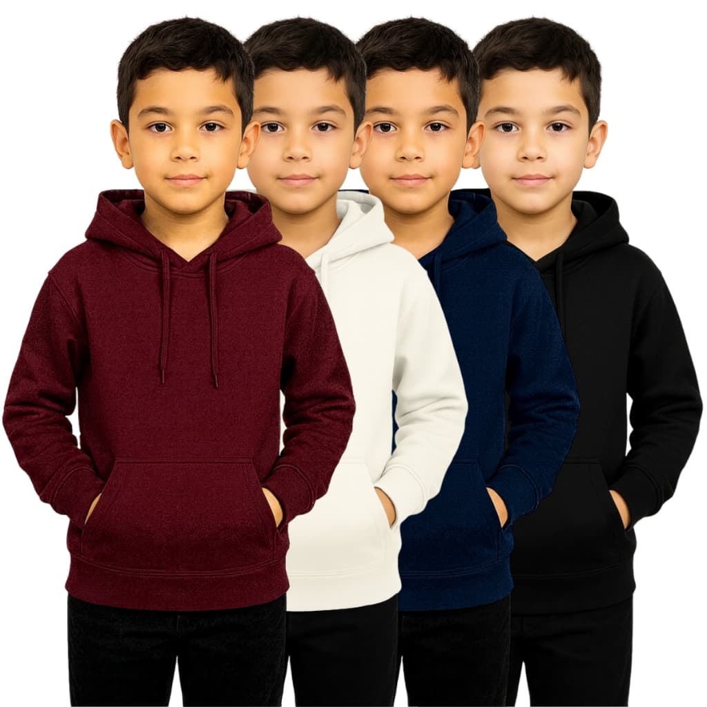 Kit 4 Moletons Infantil Liso com Capuz Canguru – Estiloso e Quentinho